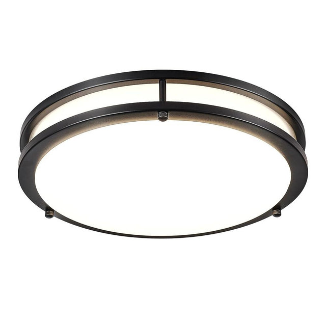 DLLT Flush Mount LED Ceiling Light: 13 Inch 5CCT (3000K-6000K) & Dimmable Ceiling Light Fixtures for Bedroom Hallway - 24W Modern Black Super Bright Kitchen Lighting Fixtures Ceiling