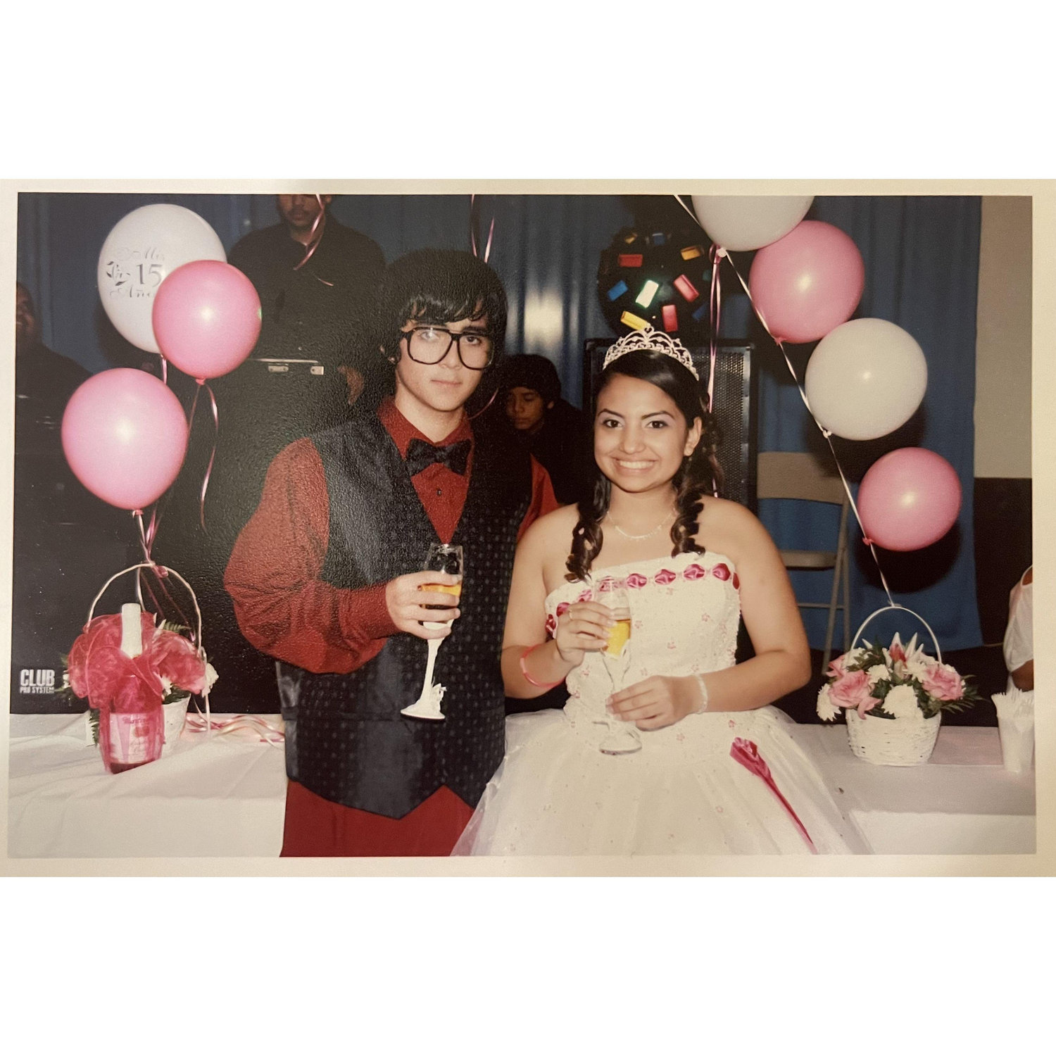 Popping champagne for Vanessa's Sweet Sixteen birthday, 2009.