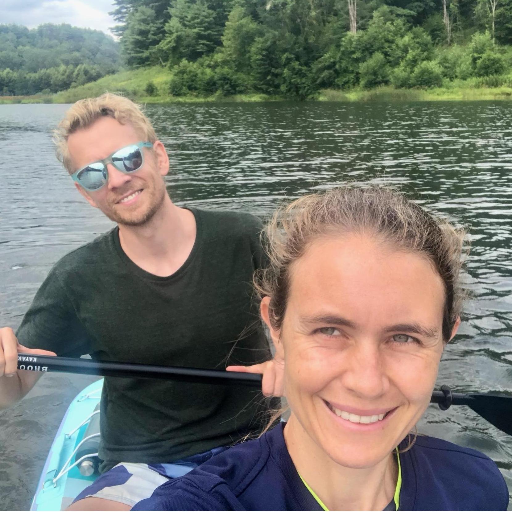 Kayaking on our SUP in Quechee, VT!