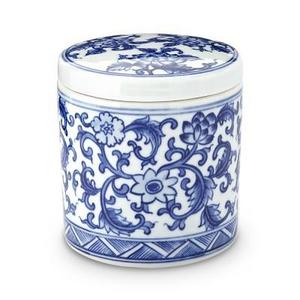 Blue & White Ceramic Canister, Extra Small