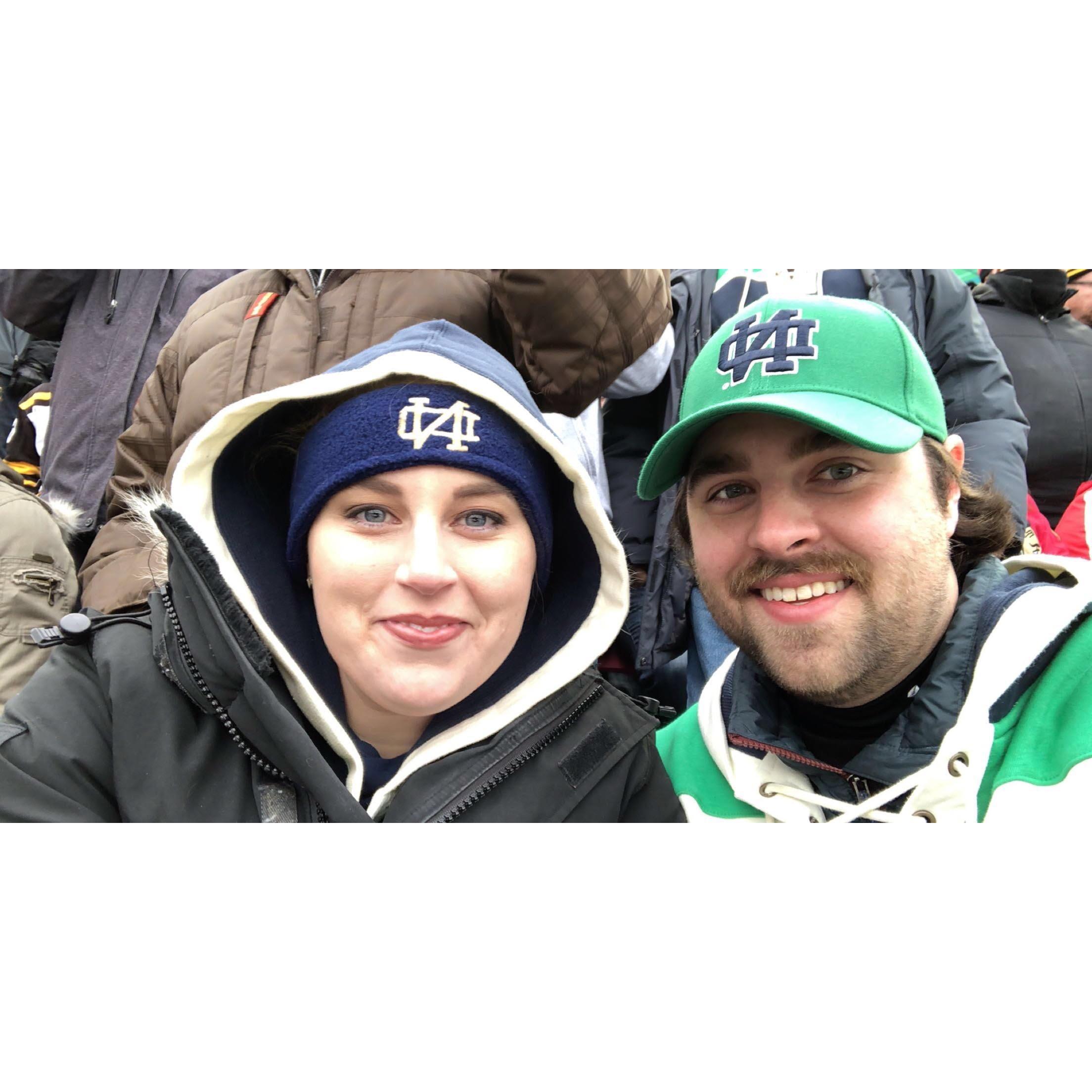 One of the coolest things we've done as a couple was attend the 2019 NHL Winter Classic at Notre Dame Stadium with Elise's dad and brother, Bob. We froze our a$$es off.