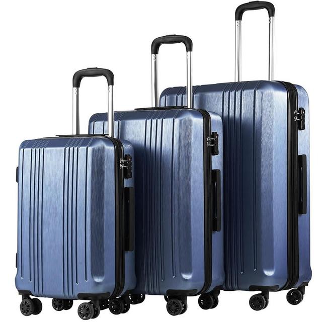 Coolife Luggage Expandable Suitcase PC+ABS 3 Piece Set with TSA Lock Spinner 20in24in28in