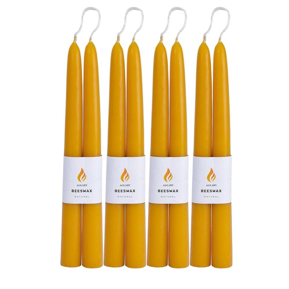 Beeswax Taper Candles, 8PCS Handmade Natural Candles