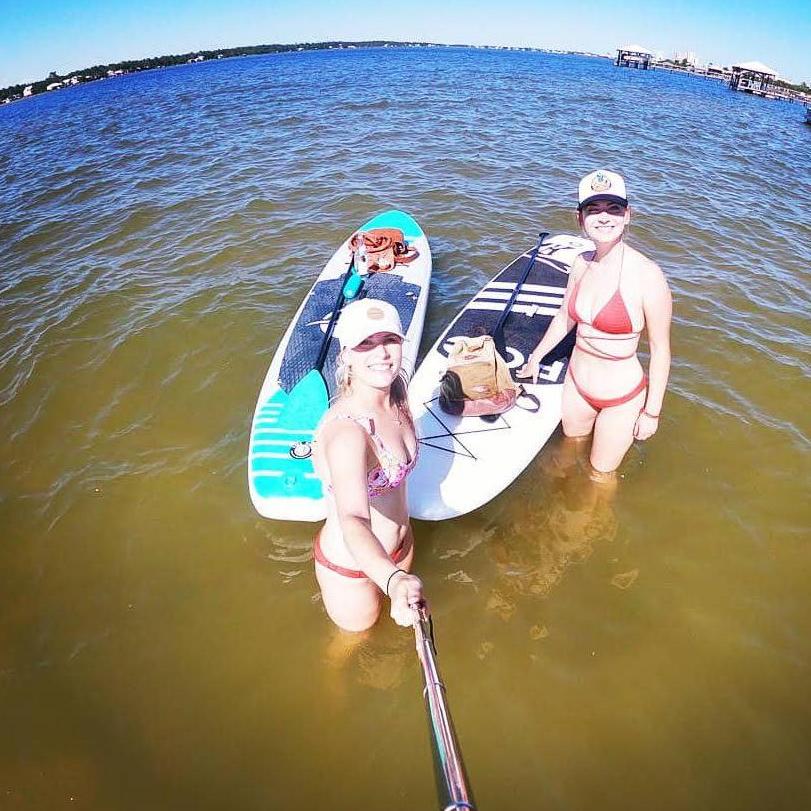 Ester and I sharing the day paddle boarding in Gulf Shores, AL!