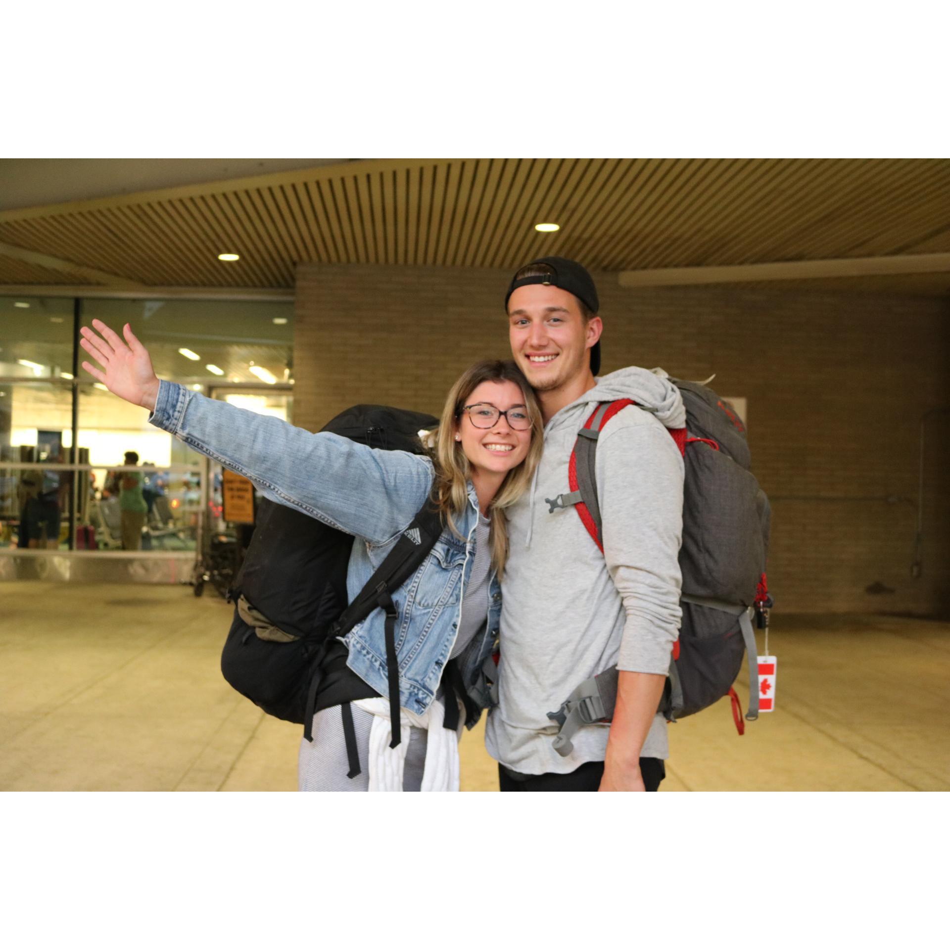 The end of our 2 month backpacking trip exploring Europe. Shot at pdx airport after flying home - 2018