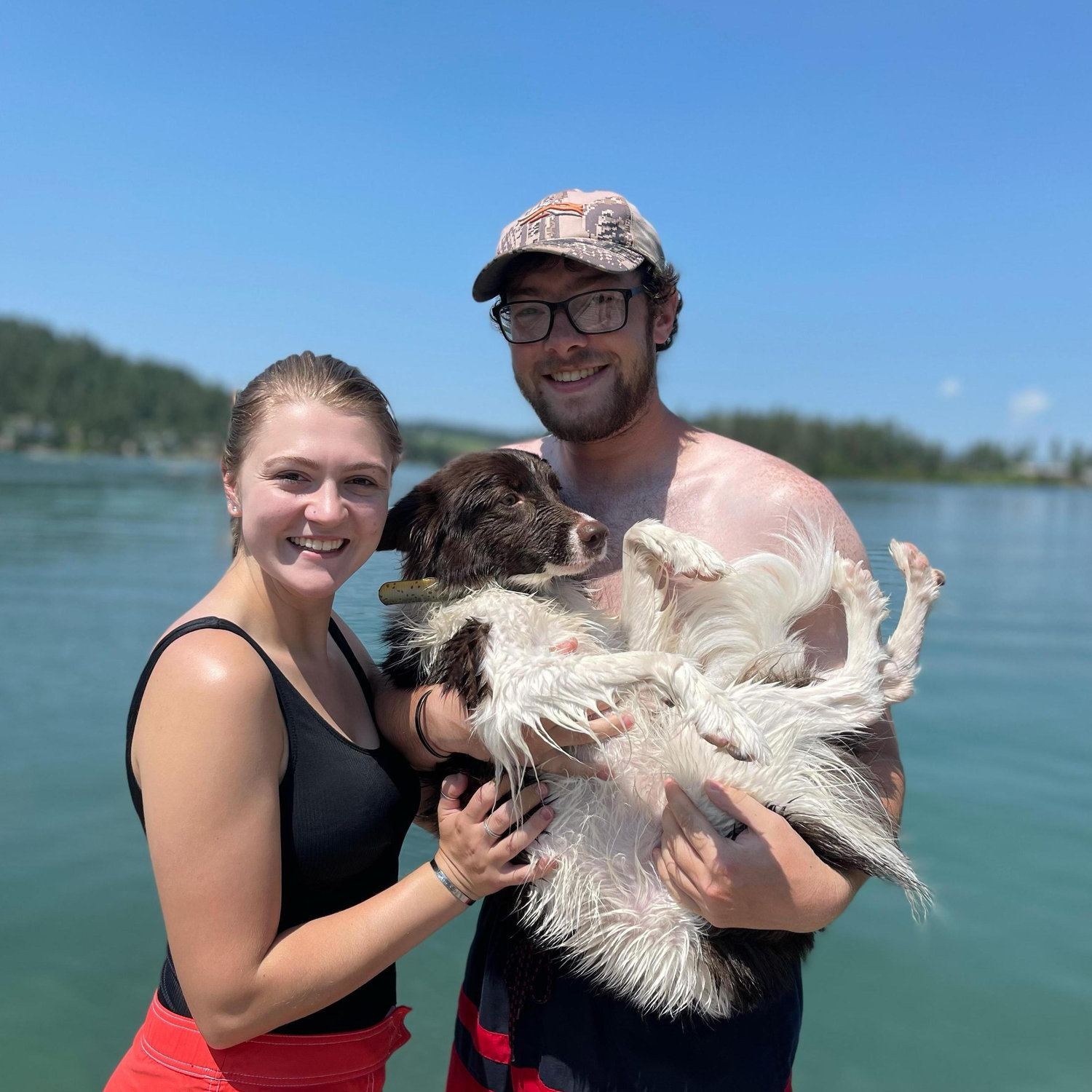 Foys Lake, 4th of July weekend, 2021. Approximately two minutes after Scout had been tossed in the lake against her will. She's over it.