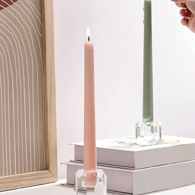 DN DECONATION Taper Candle Holders, Clear Glass Candlestick Holders, Crystal Candle Holders for Candlesticks, Set of 2 for Desktop, Home, Office, Dinning Decoration