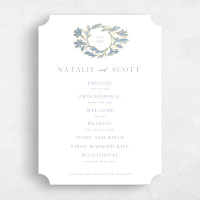 Blue Ticket Wedding Program - Briar Foil