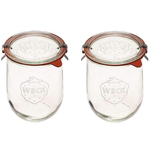 Weck Jars - Weck Tulip Jars 1 Liter - Large Sour Dough Starter Jars - Tulip Jar with Wide Mouth - Suitable for Canning and Storage - 2 Sourdough Jars with (Jars, Glass Lids)