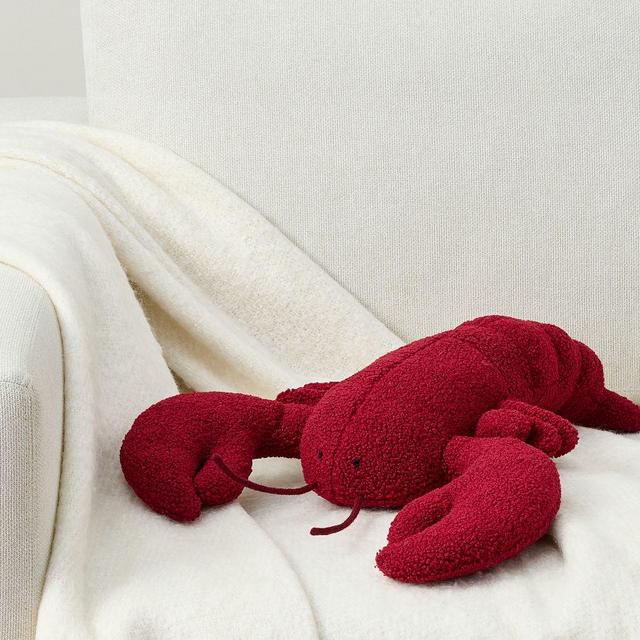 Larry the Lobster Shaped Pillow, 15 x 7.5 x 3", Red