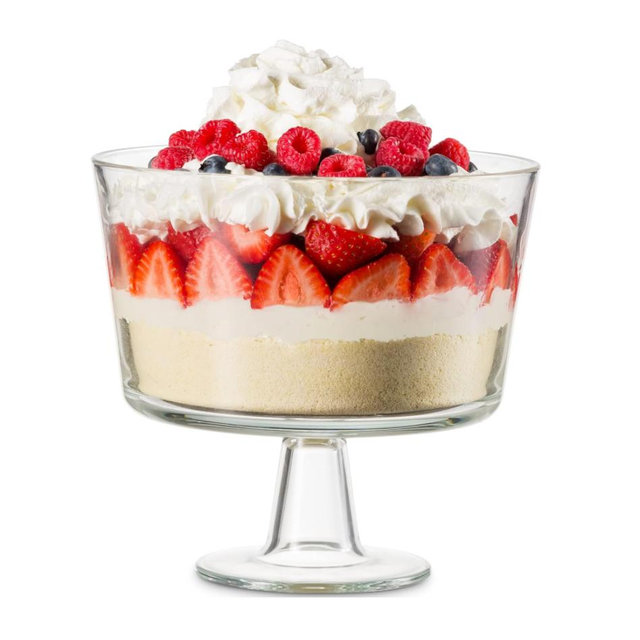 Godinger Trifle Bowl, Fruit Bowl, Italian Made Crystal Glass Footed Trifle Bowls, Dessert Display Cake Stand - Made in Italy