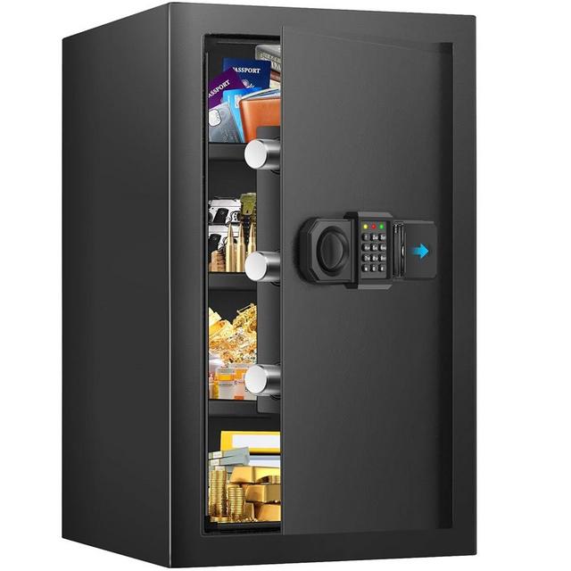 3.8 Cuft Large Home Safe Fireproof Waterproof, Digital Home Security Fire Safe Box with Programmable Keypad, Spare Keys and Alarm System, Anti-Theft Fireproof Safe for Home Money Firearm Medicines