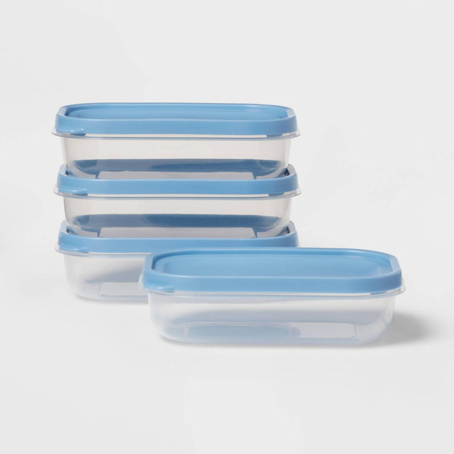 8pc 4c Plastic Food Storage Container Set Blue - Room Essentials™