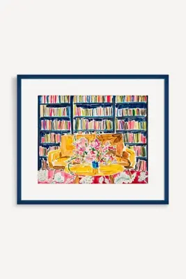 Library with Flowers Wall Art
