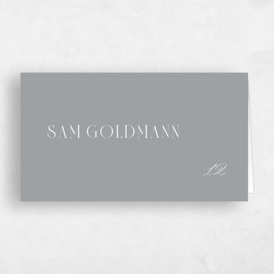 Pewter Gray, Grey Wedding Place Card - Shahira