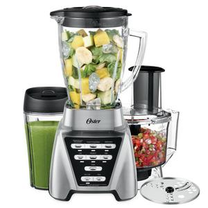 Oster Pro 1200 Blender and Food Processor with Glass Jar PLUS Smoothie Cup Attachment, Brushed Nickel