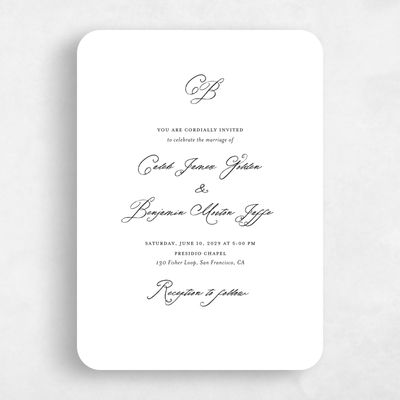 White Rounded Wedding Invitation - Imarige Portrait