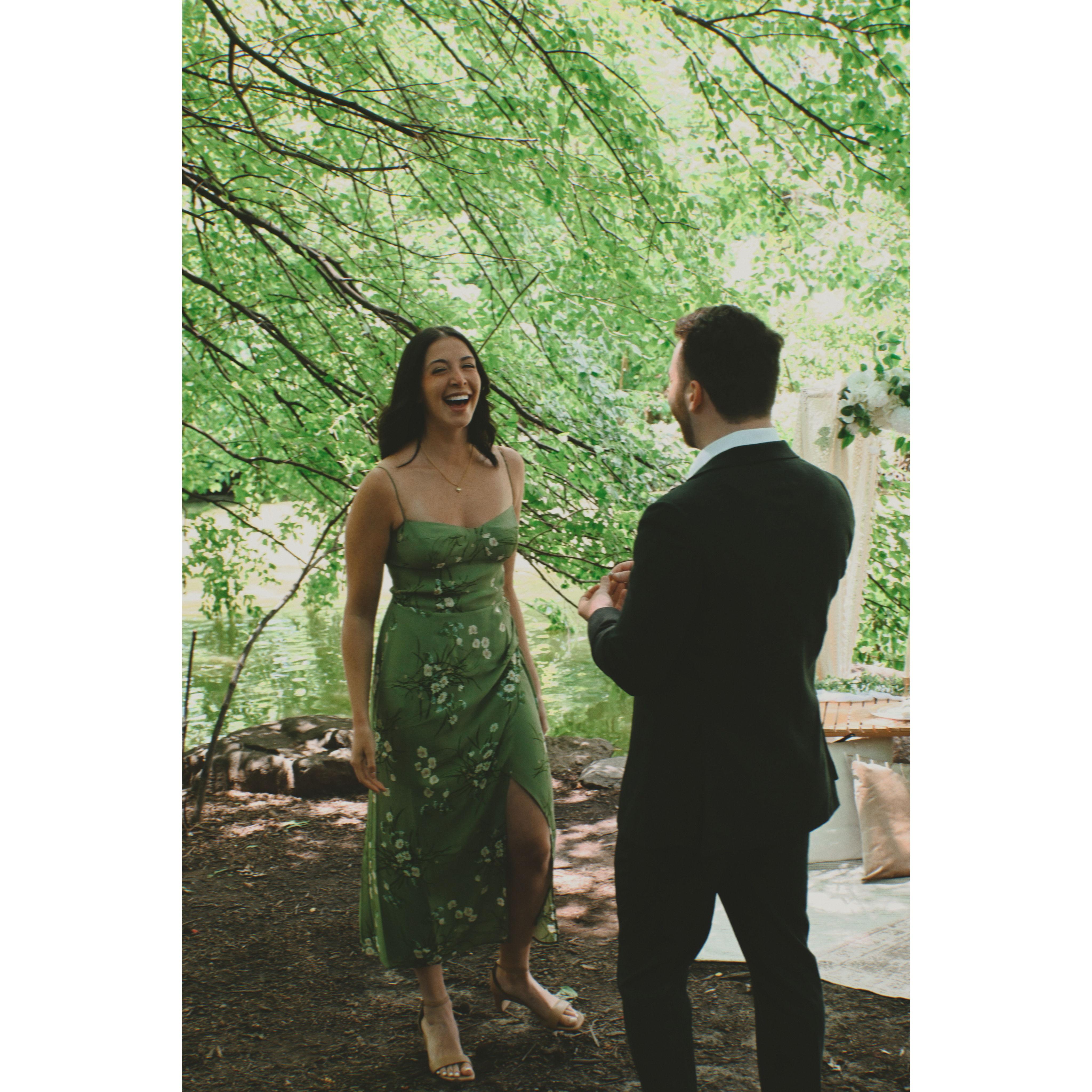 When Sam popped the question in Central Park!