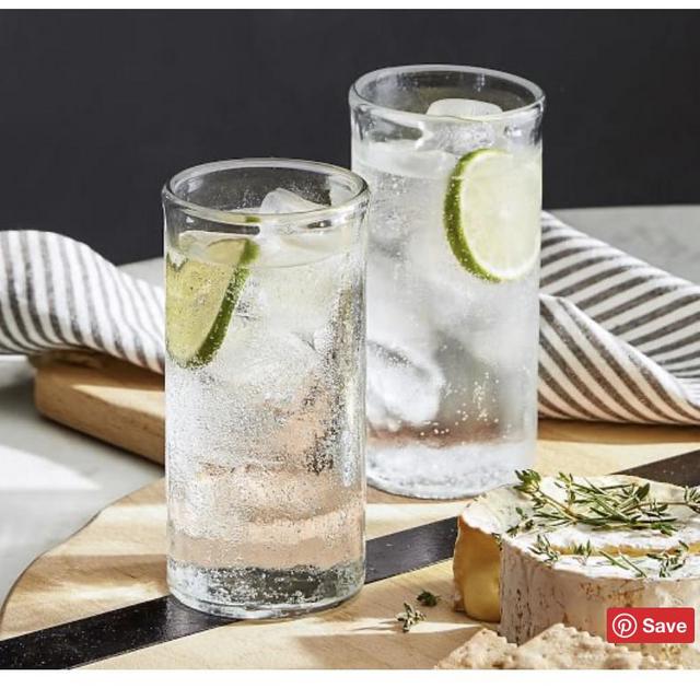 Pottery Barn Handmade Hammered Tall Drinking Glasses - Set of 4