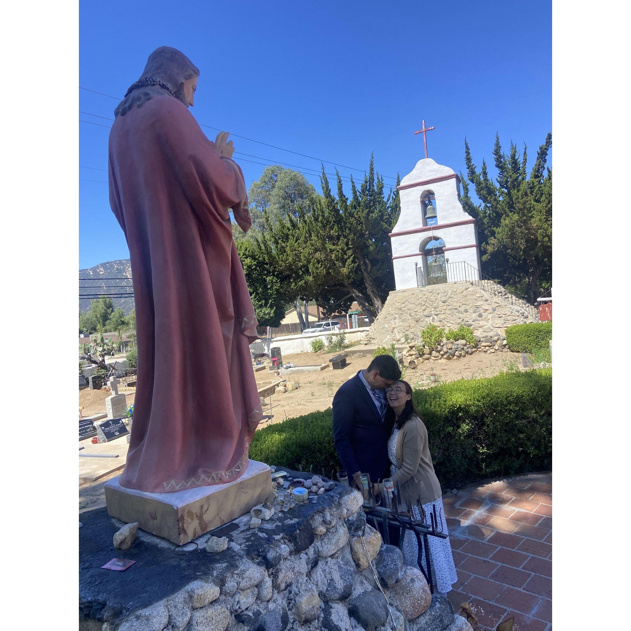 After our betrothal at the Pala Mission Chapel