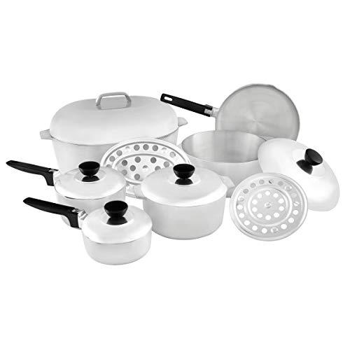 IMUSA USA IMU-89305 Heavy Duty 13-Piece Cast Aluminum Cajun Cookware Set, Silver