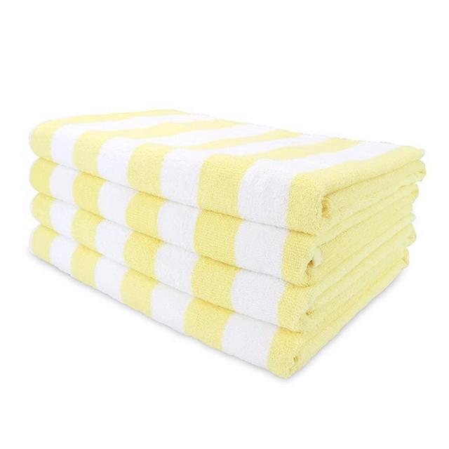 Arkwright California Cabana Striped Oversized Beach Towel Pack of 4, Ringspun Cotton Double Yarn Strength, Perfect Pool Towel, Beach Towel, Bath Towel (Extra Large 30 x 70 Inch, Yellow)