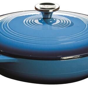 Lodge EC3CC33 Enameled Cast Iron Covered Casserole, 3.6-Quart, Caribbean Blue