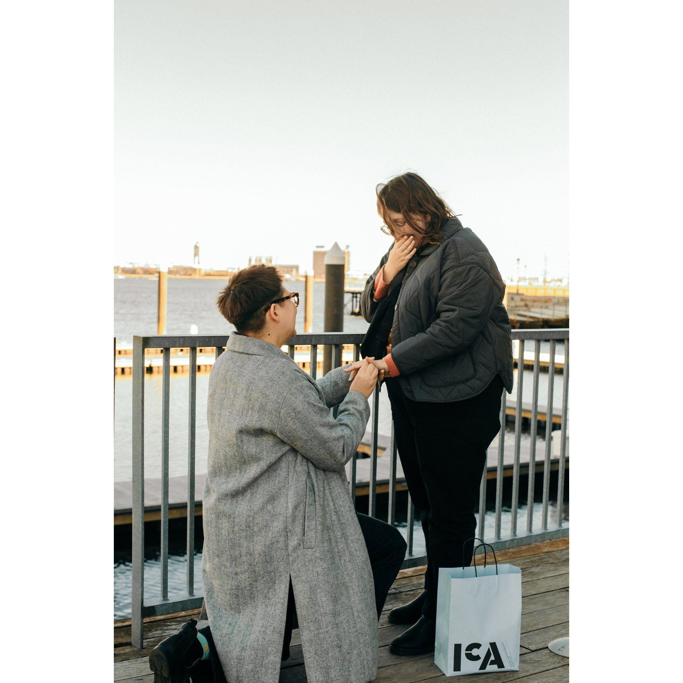 Sylvie proposed at the ICA Waterfront in February 2023- best day of our lives!