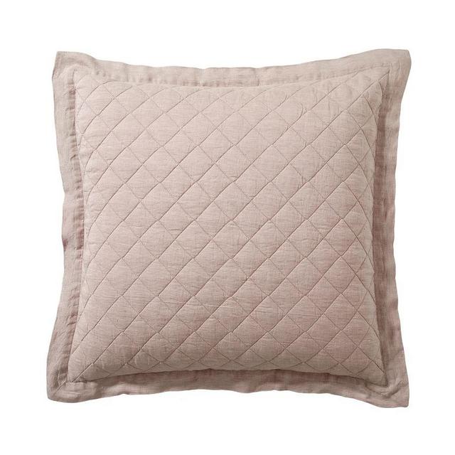 Smoky Quartz Belgian Flax Linen Diamond Quilted Shams, Euro, Set of 2