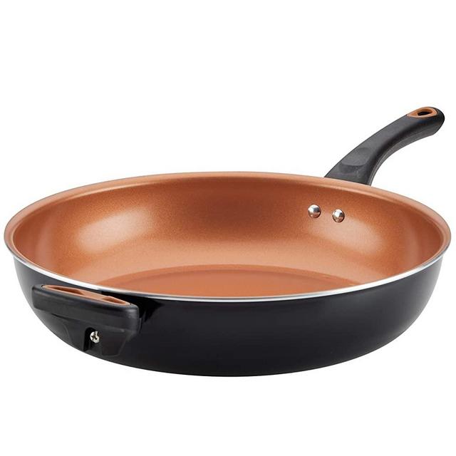 Farberware Glide Deep Nonstick Frying Pan / Fry Pan / Skillet with Helper Handle - 12.5 Inch, Black
