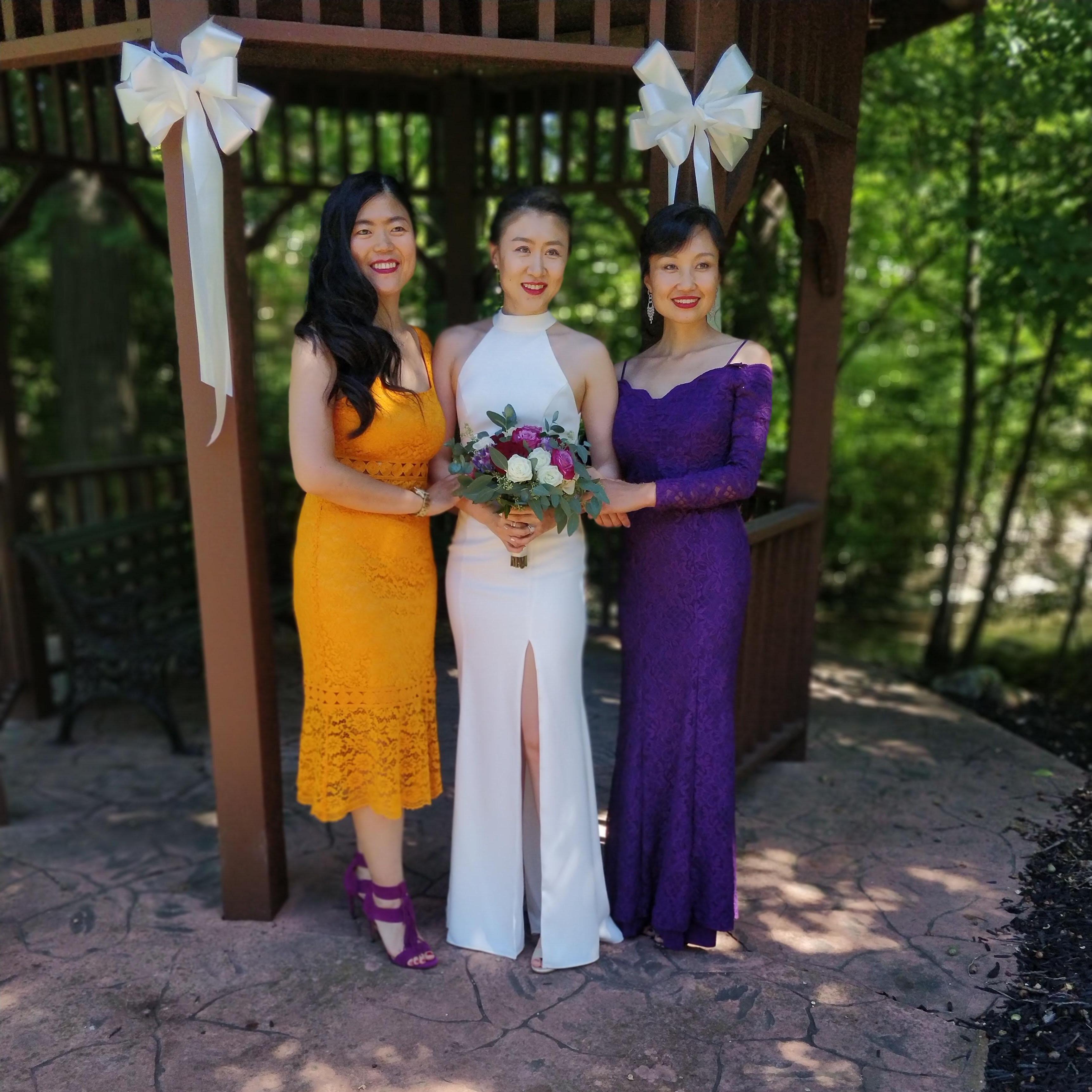 09/04/2020 Wedding Day in Westlake, OH - due to no one from Zoie's family could attend from China, it meant the world to the Bride and Groom to have two of Zoie's Chinese "sisters" there for her.