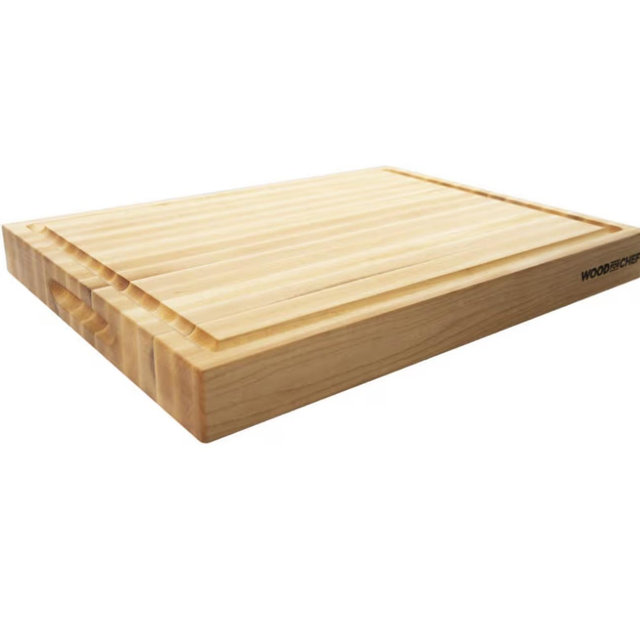 Medium Wood Cutting Board from Canadian Maple - A Reversible Butcher Block That Comes with Juice Groove for Cutting Meat and Juicy Veggies Easily - Maple Chopping Board - 16x12x1.5"