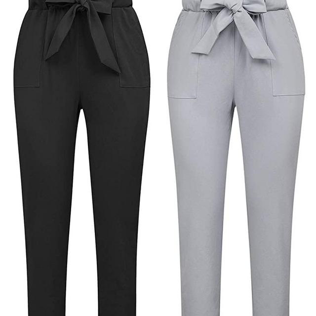 GRACE KARIN Women's Cropped Paper Bag Waist Pants with Pockets