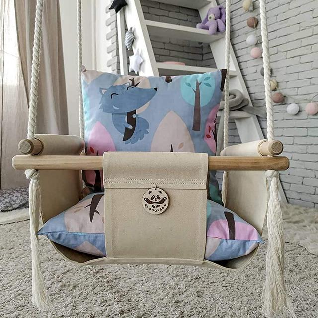 Nursery baby swing chair, sturdy frame & ropes