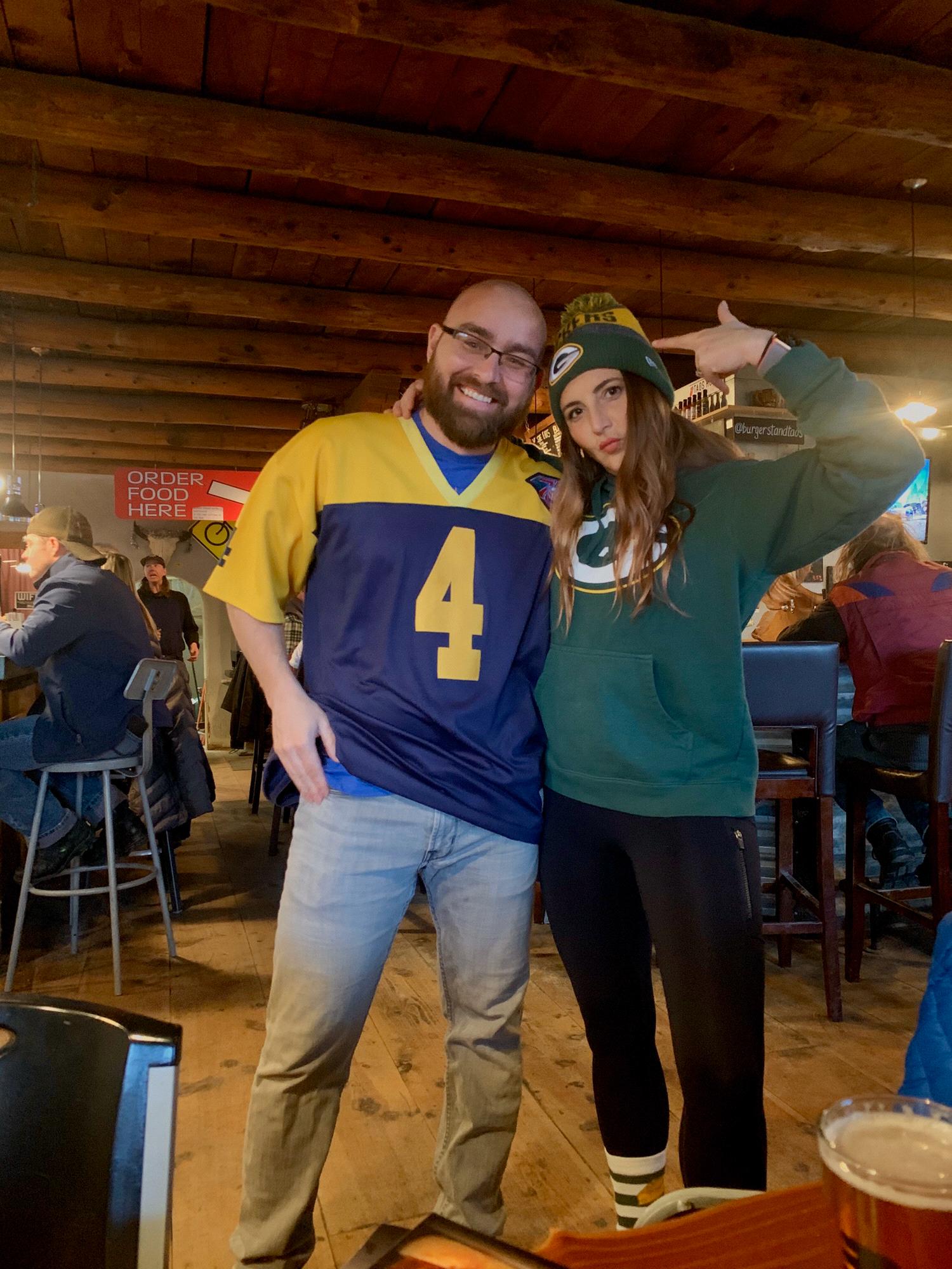 When the Pack is in the playoffs and you’re in Taos... hit the Burger Stand! (Look at those socks)