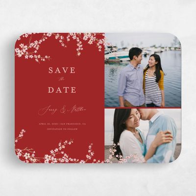 Red Rounded Wedding Save the Date - Sakura Multiphoto