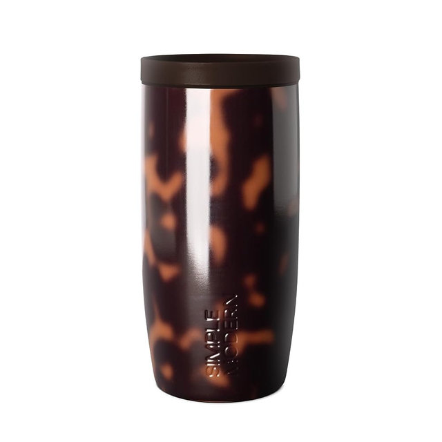 Simple Modern Travel Coffee Mug Tumbler with 360° Lid | Ceramic-Lined Insulated Stainless Steel Cold Brew Iced Coffee Cup | Gift for Women Men Her Him | Voyager Signature | 16oz | Tortoise