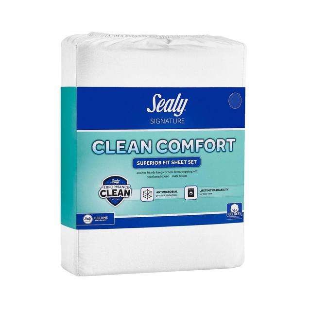 Queen 300 Thread Count Clean Performance Solid Sheet Set Ivory - Sealy
