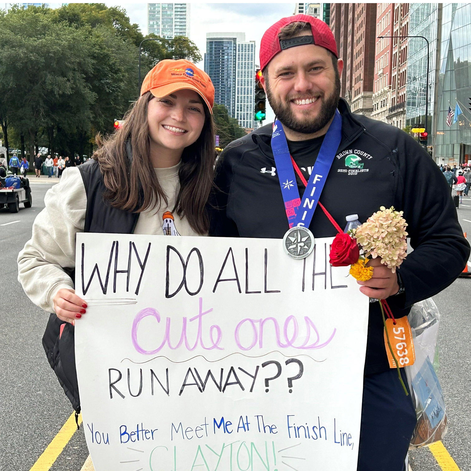 Meeting Clayton at the finish line after he ran the Chicago Marathon in 2023!