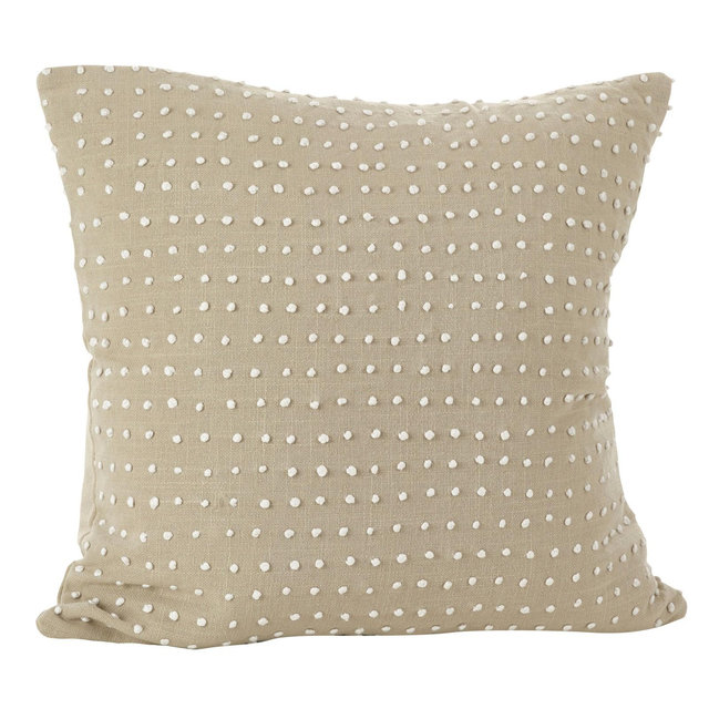 20"x20" Leilani French Knot Design Throw Pillow Natural - Saro Lifestyle: Cotton Knit, Zipper Closure, Indoor Use