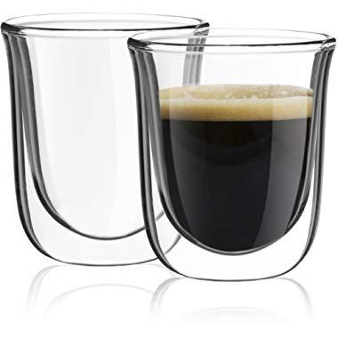 JoyJolt Javaah Double Walled Espresso Glasses, Set of 2 Nespresso Cups 2-Ounce