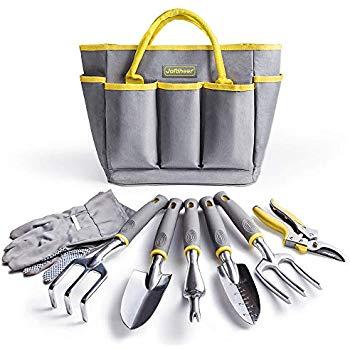 slashome 9PCS Garden Tool Set, Practical Aluminum Alloy Gardening Tools with Gloves, 50m Bind Line and a Storage Tote