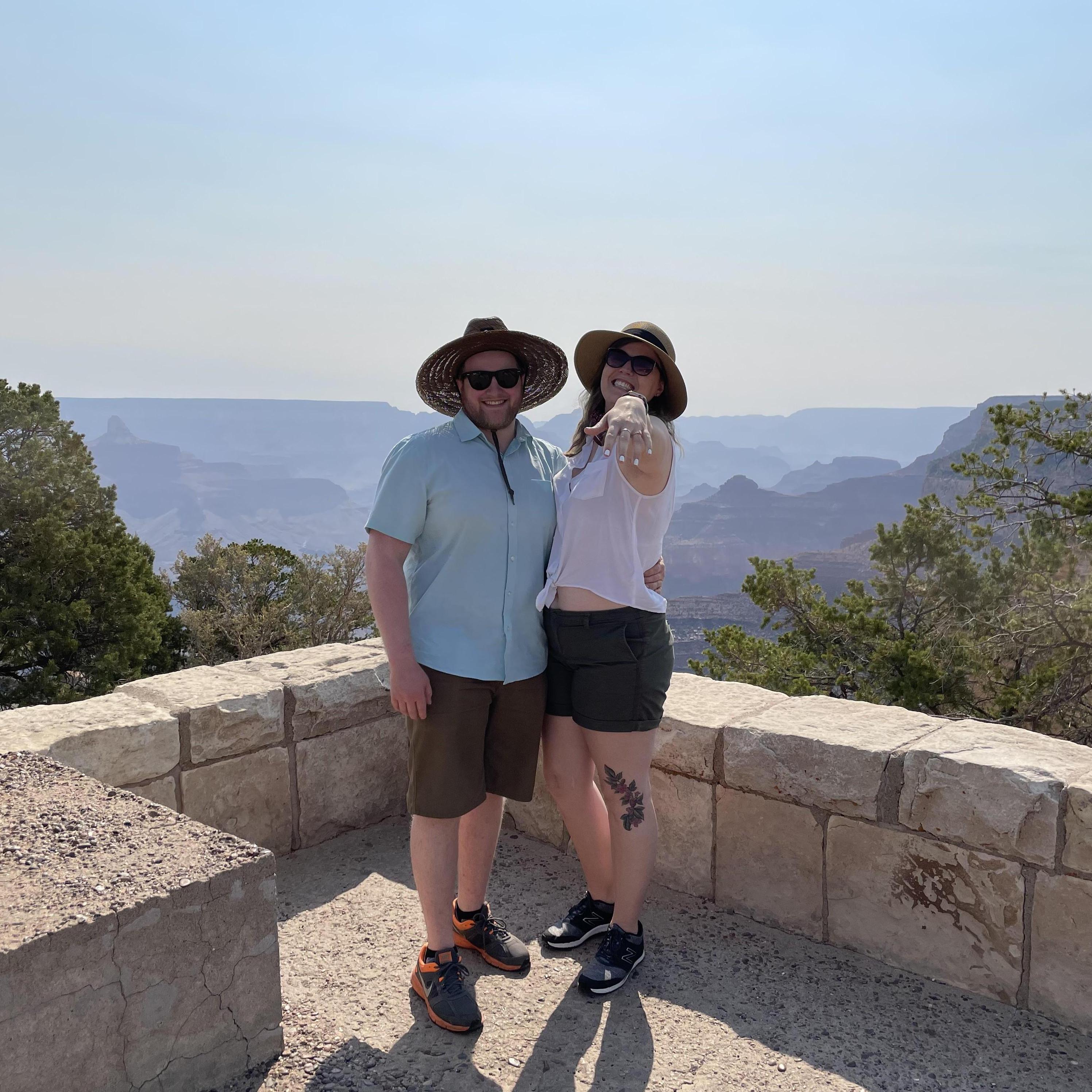 June 2021: Declan proposes at the Grand Canyon! Photo by the passerby on the bike.