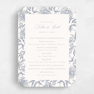 Grey Ticket Wedding Program - Pivoine