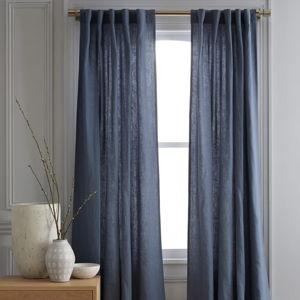 Blue European Linen Curtain, 48x84