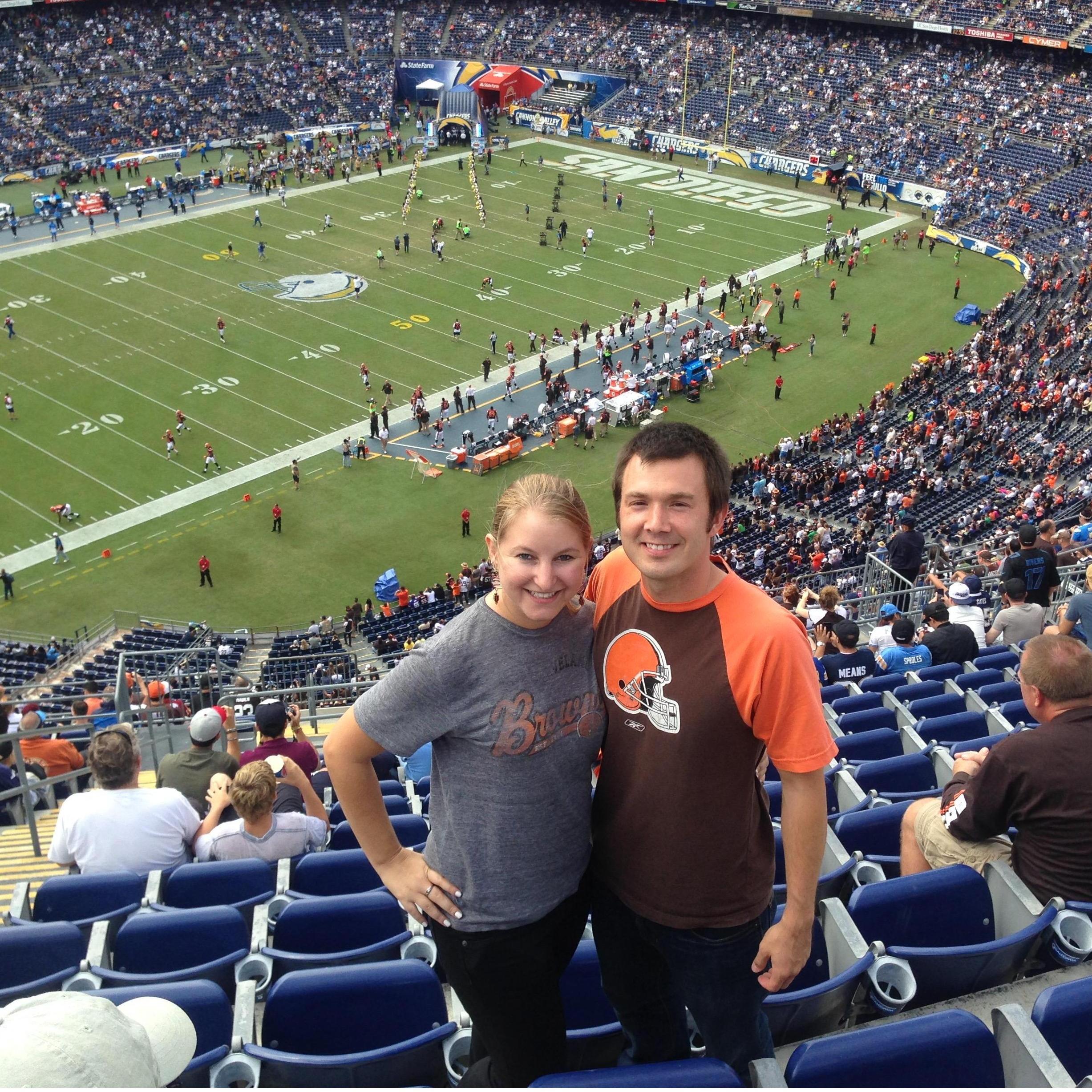 San Diego, CA - Taylor's first NFL game. Go Brownies!