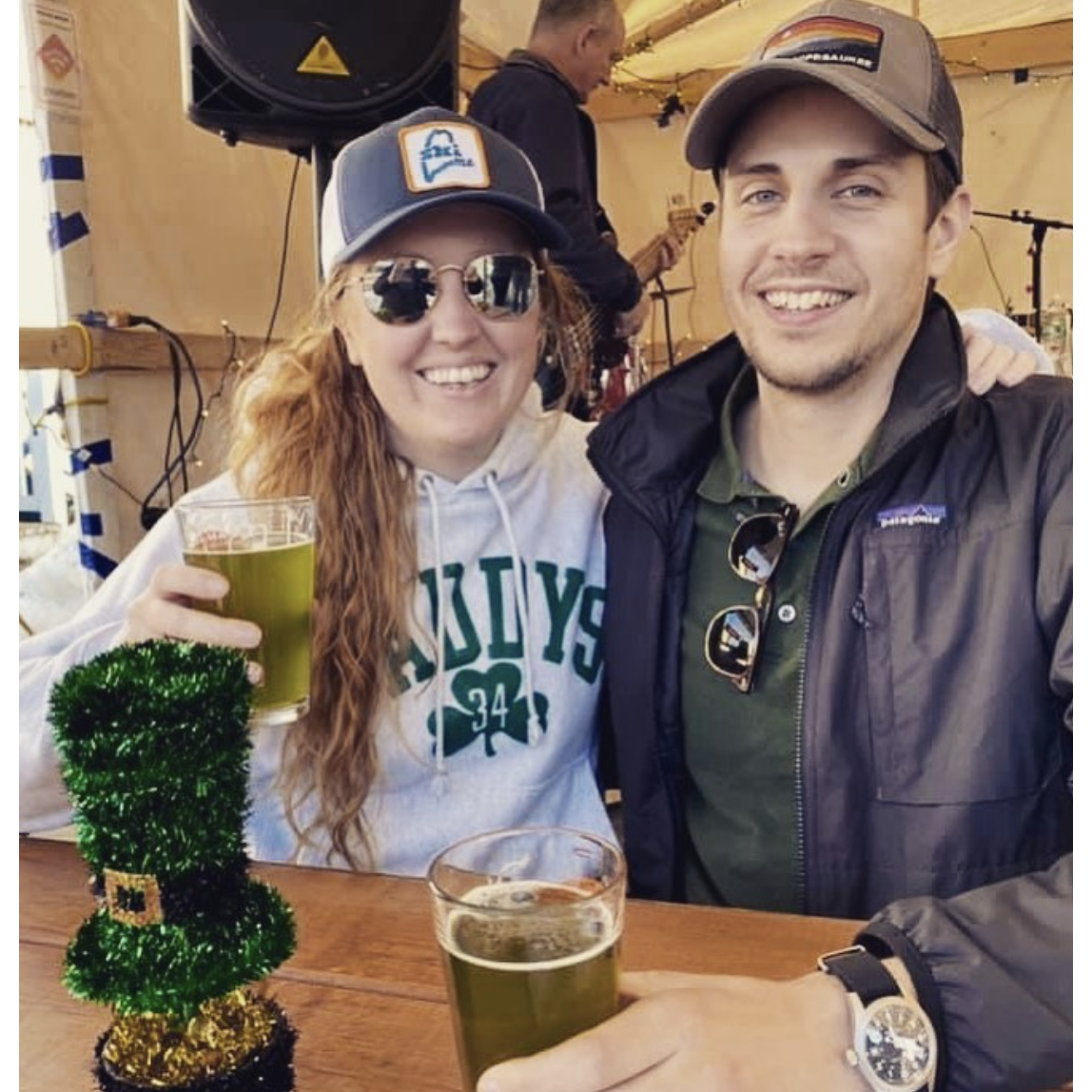 Enjoying St. Patrick's day after getting engaged out our favorite local brewery (Steam Mill Brewing) in Bethel, Maine!