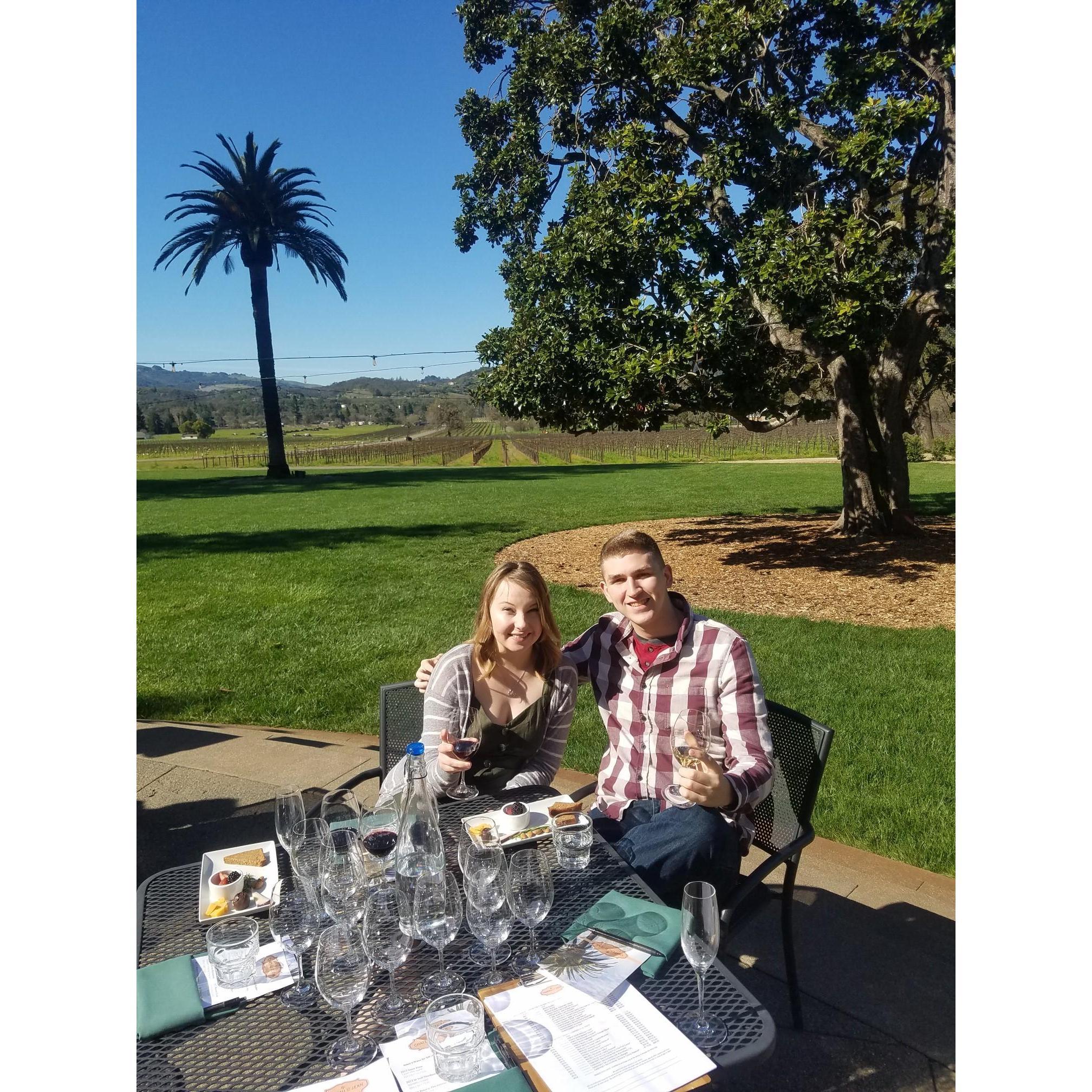 Wine tasting after our engagement