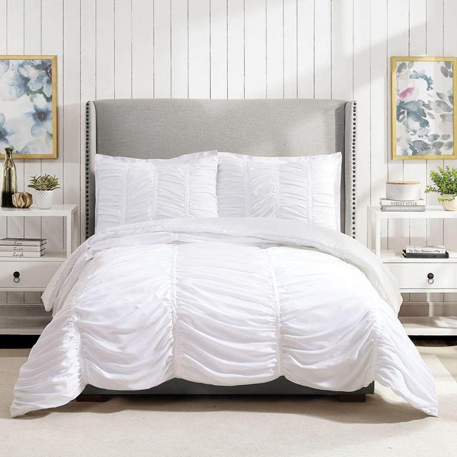 Emily Texture 3-Piece King Comforter Set in White