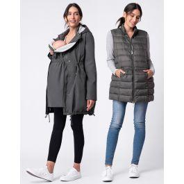 Kaki Parka 6 in 1 Babywearing Coat + Gilet